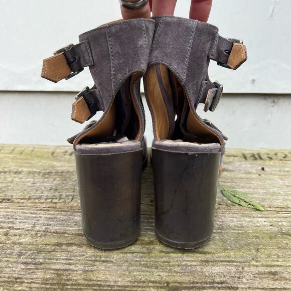 Rag & Bone Marta Suede Gray Block Heel Leather Shoe Booties 37 1/2 Women's 7.5 - Picture 4 of 8